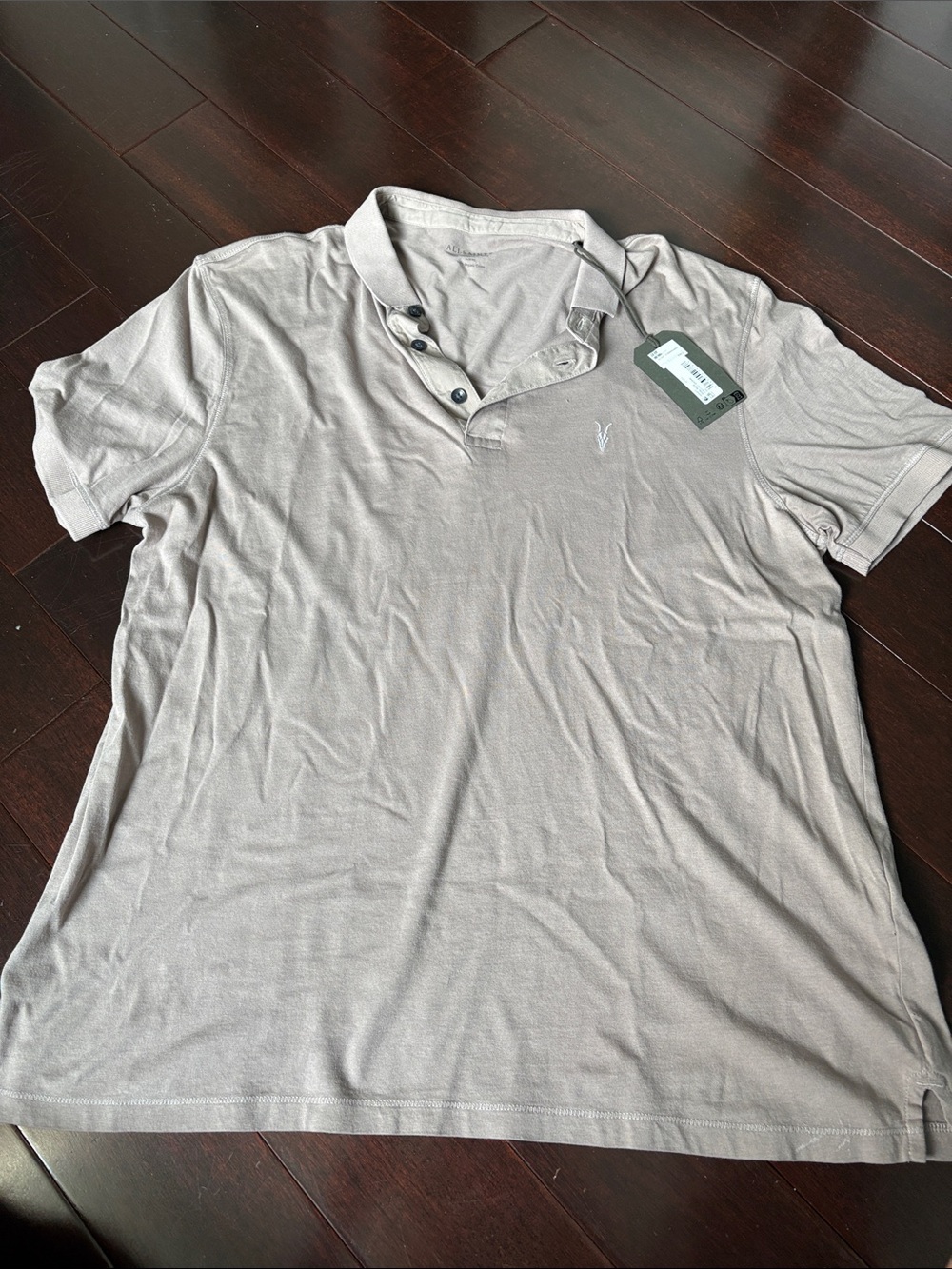 All Saints Mens Polo in Light Taupe